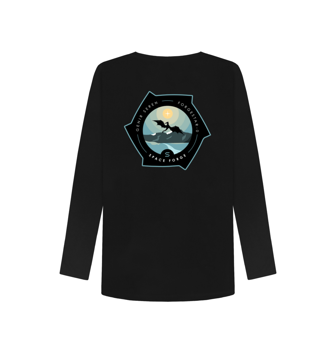 Black Printed Long Sleeve T Shirt Back