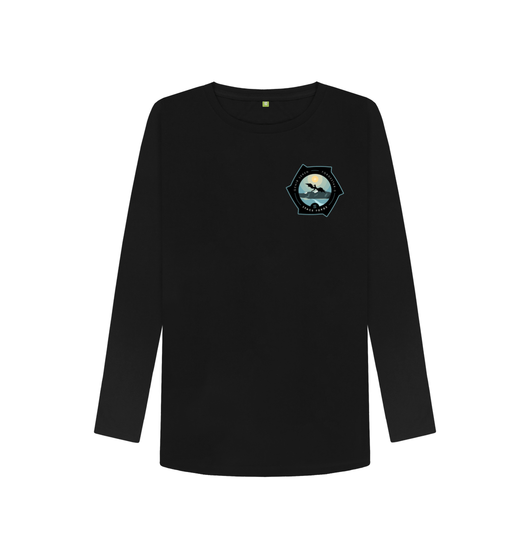 Black Printed Long Sleeve T Shirt Front